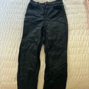 XS EDKITED Black Flared Leather Pants
